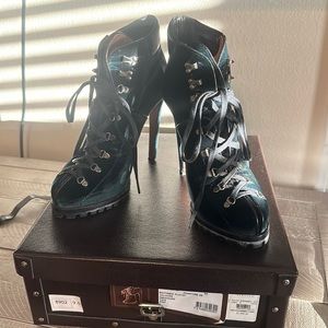 Alaya Bottines Platef Velours Emeraude Heel Boots